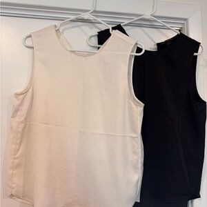 Elegant White and Black Sleeveless Tops